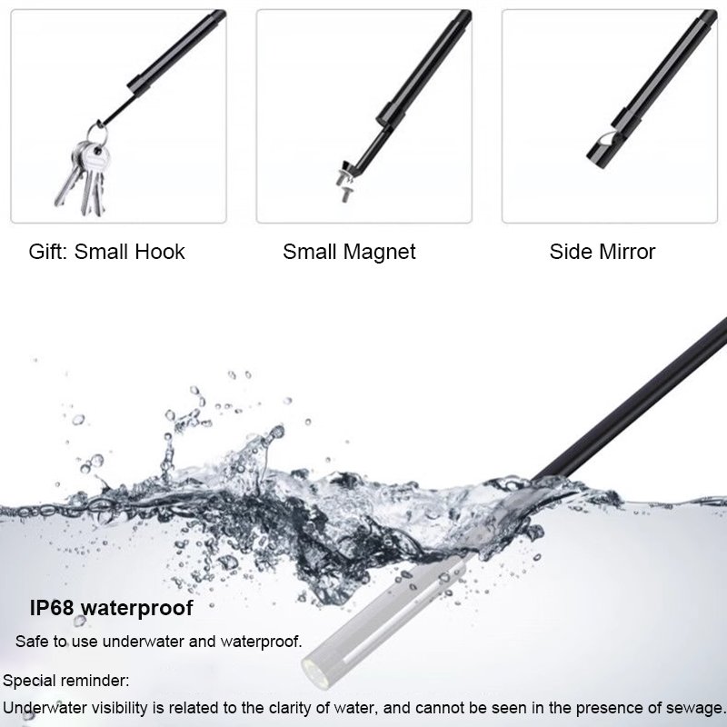 1200W high-definition mobile phone wifi endoscope 3x magnification camera car maintenance inspection 8mm lens 1m-15m length
