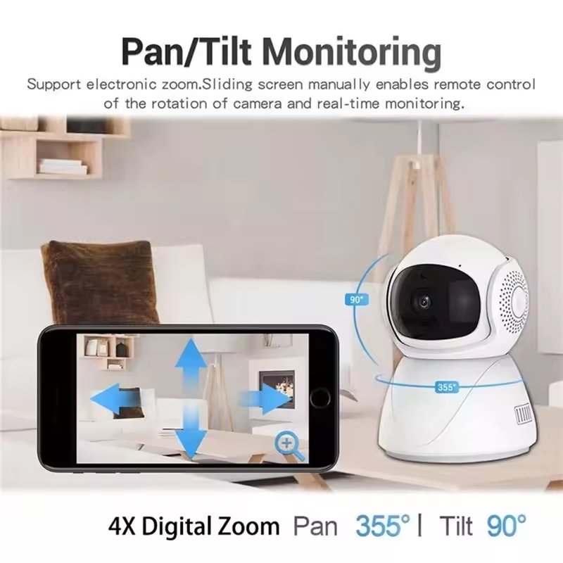 Promotion Tuya 3MP HD Pan Tilt Rotation 360 Auto Tracking Mobile Detecting Wireless Baby Monitor Mini Wifi Security PTZ Camera