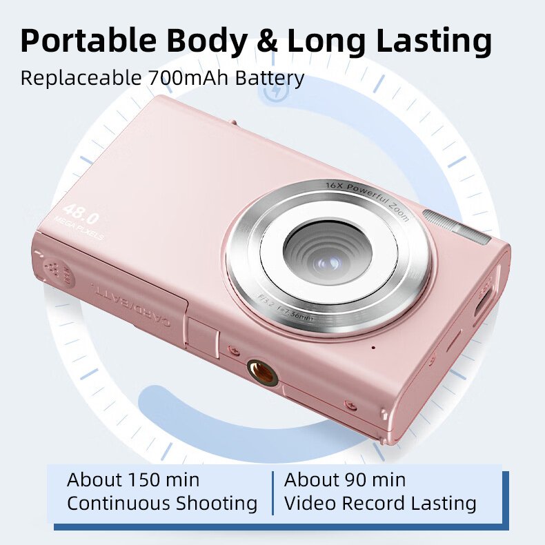 48MP Portable Mini Pocket Appareils 4k Action Camera Rechargeable Battery Pack Sports Camera Kid Digital Camera Mark 4k