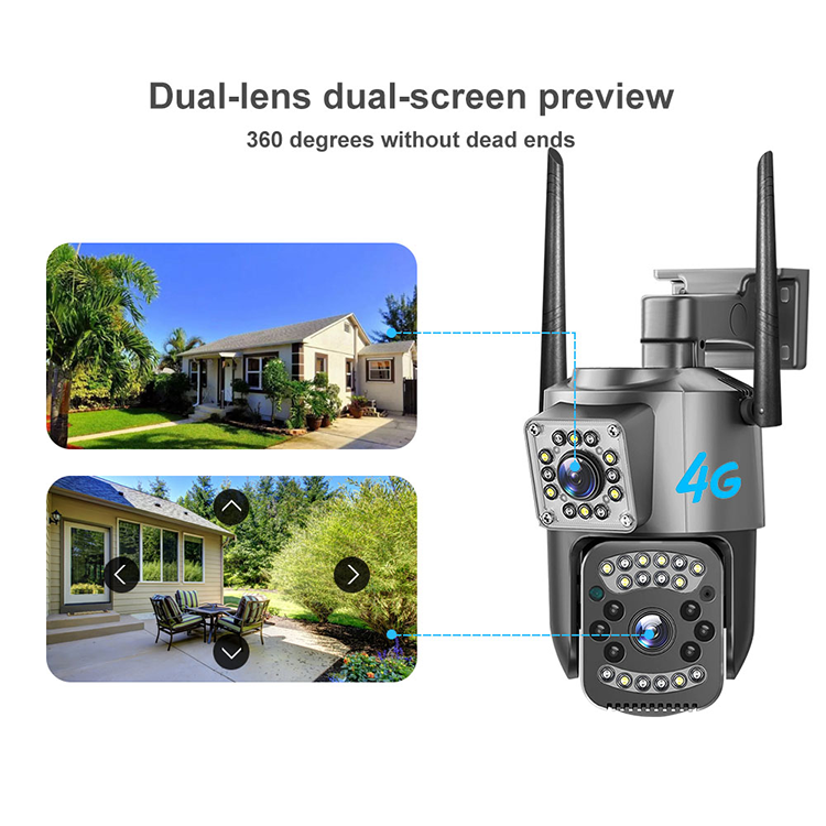 LEVOFAST 10X Zoom Auto Human Tracking Linkage Alarm 4K Dual Lens 8mp Outdoor Wireless Security 4G Network Cctv Camera