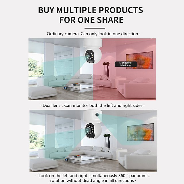 4MP 2K WiFi PTZ Camera with Dual Screen Baby Monitor Auto Tracking Night Vision Indoor Home Security IP CCTV Surveillance Camera