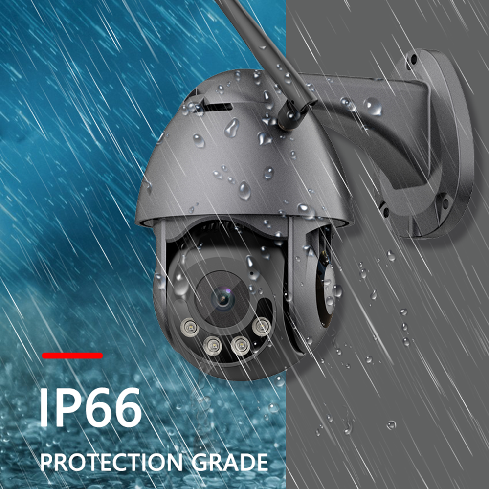 ICSEE 4MP Wifi CCTV IP Camera Silver & Black with PTZ Night Vision Outdoor 50M Security Indoor Network Features Motion Detection