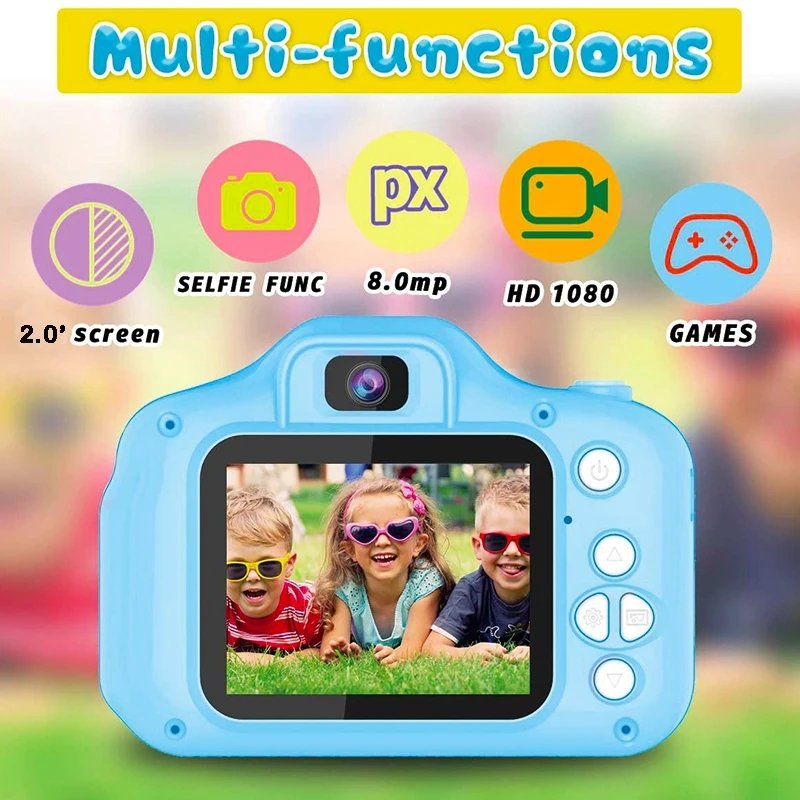 Cartoon Kids Camera creative christmas girls gift rechargeable digital 2 inch toy mini camera for children