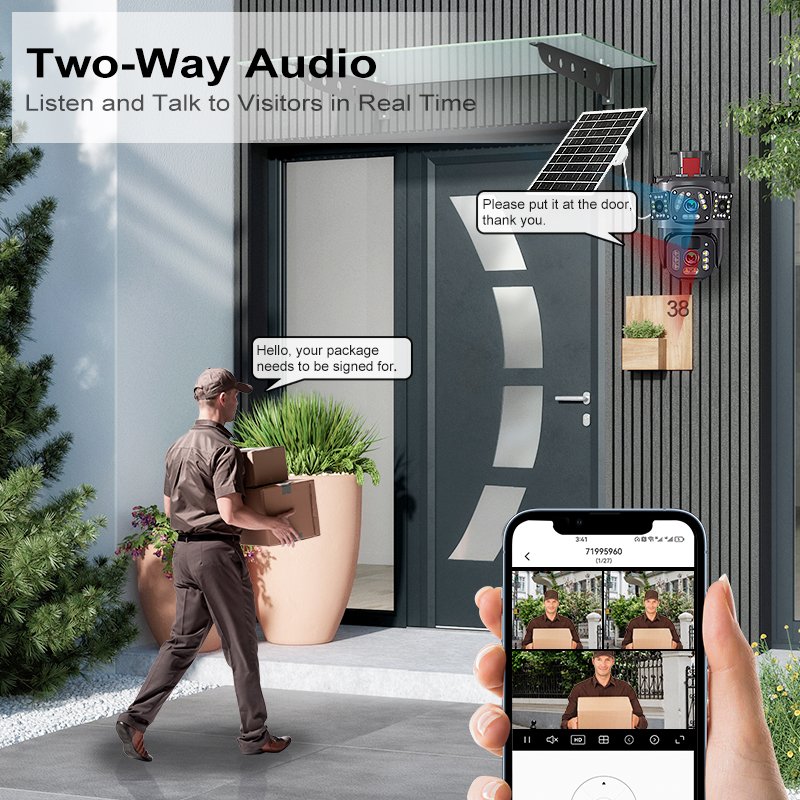 New Arrival Two len Three views Best Price Solar Panel Camera 10X optical zoom Dual Lens Security Solar Powered Camera Outdoor