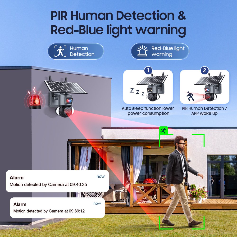 6mp Dual Lens 9W Solar Panel 20X Optical Zoom Ubox App Dual PIR AI Humanoid Detection 4G Security Solar Powered Camera