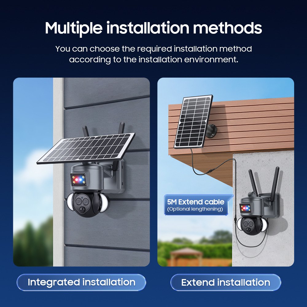 6mp Dual Lens 9W Solar Panel 20X Optical Zoom Ubox App Dual PIR AI Humanoid Detection 4G Security Solar Powered Camera