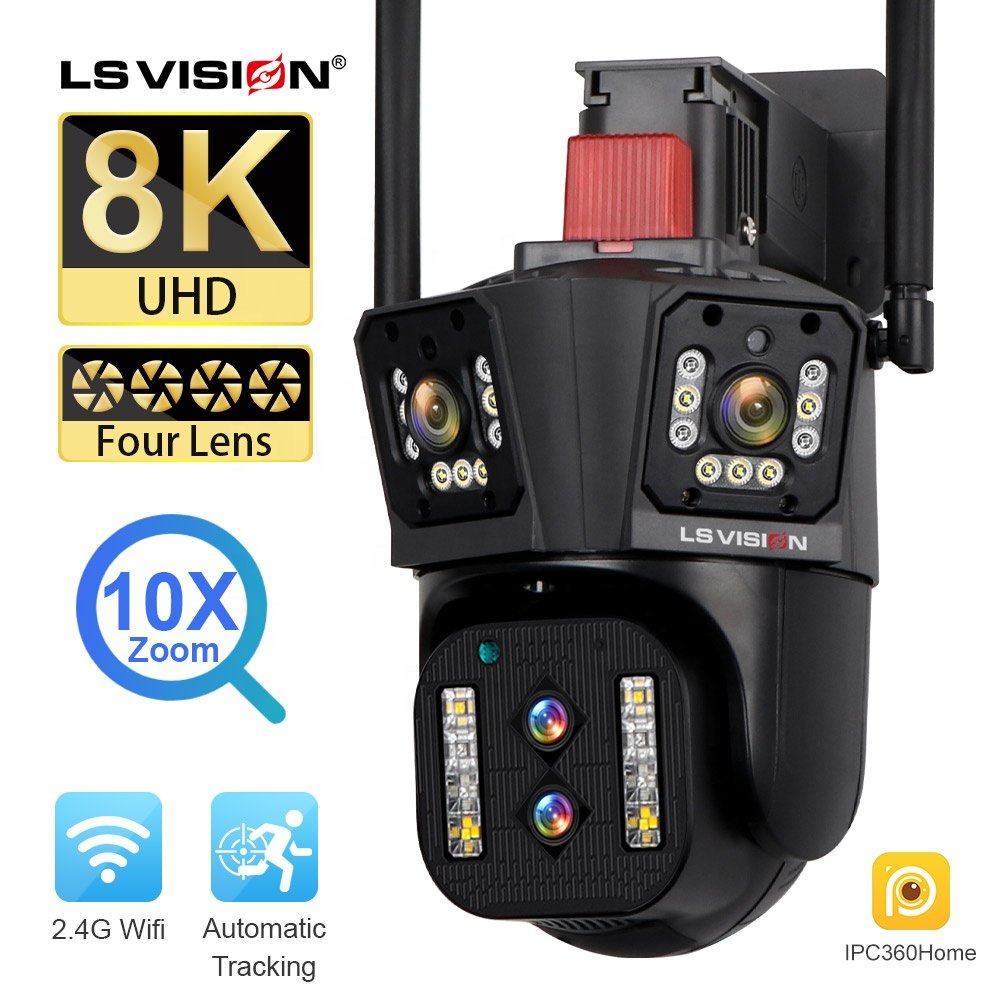 LS VISION 8K 20X Zoom Waterproof Four Lens Night Vision Network CMOS indoor WIFI camera Outdoor Wireless Wifi CCTV Camera