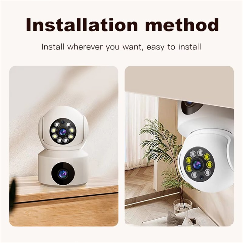 64GB Dual Camera WiFi PTZ IP Security Cameras Dual Lens 2.4Ghz Signal Indoor Outdoor Monitoring Hot Sale House Guard