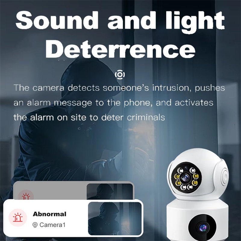 64GB Dual Camera WiFi PTZ IP Security Cameras Dual Lens 2.4Ghz Signal Indoor Outdoor Monitoring Hot Sale House Guard
