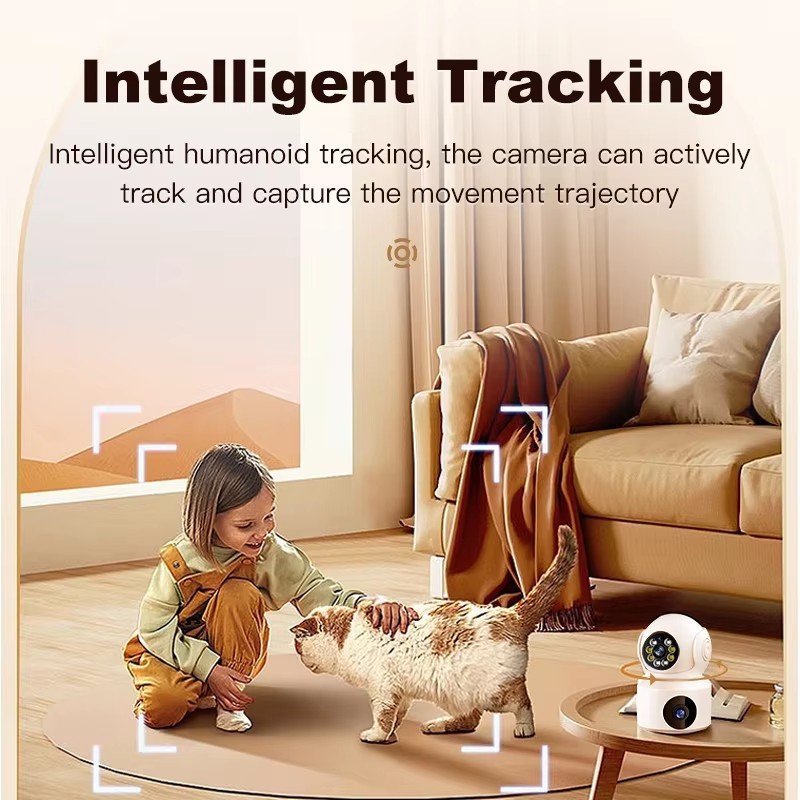 64GB Dual Camera WiFi PTZ IP Security Cameras Dual Lens 2.4Ghz Signal Indoor Outdoor Monitoring Hot Sale House Guard