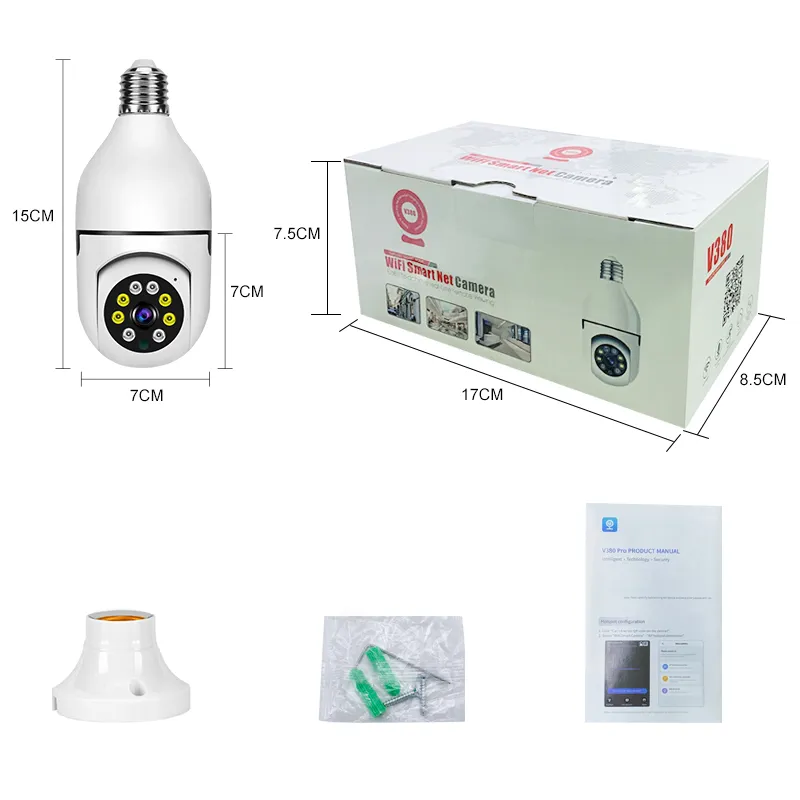 V380PRO 4mp Smart home Security mini wifi camera P2P wireless IP Camera 360 degree panoramic VR lamp WIFI light bulb camera