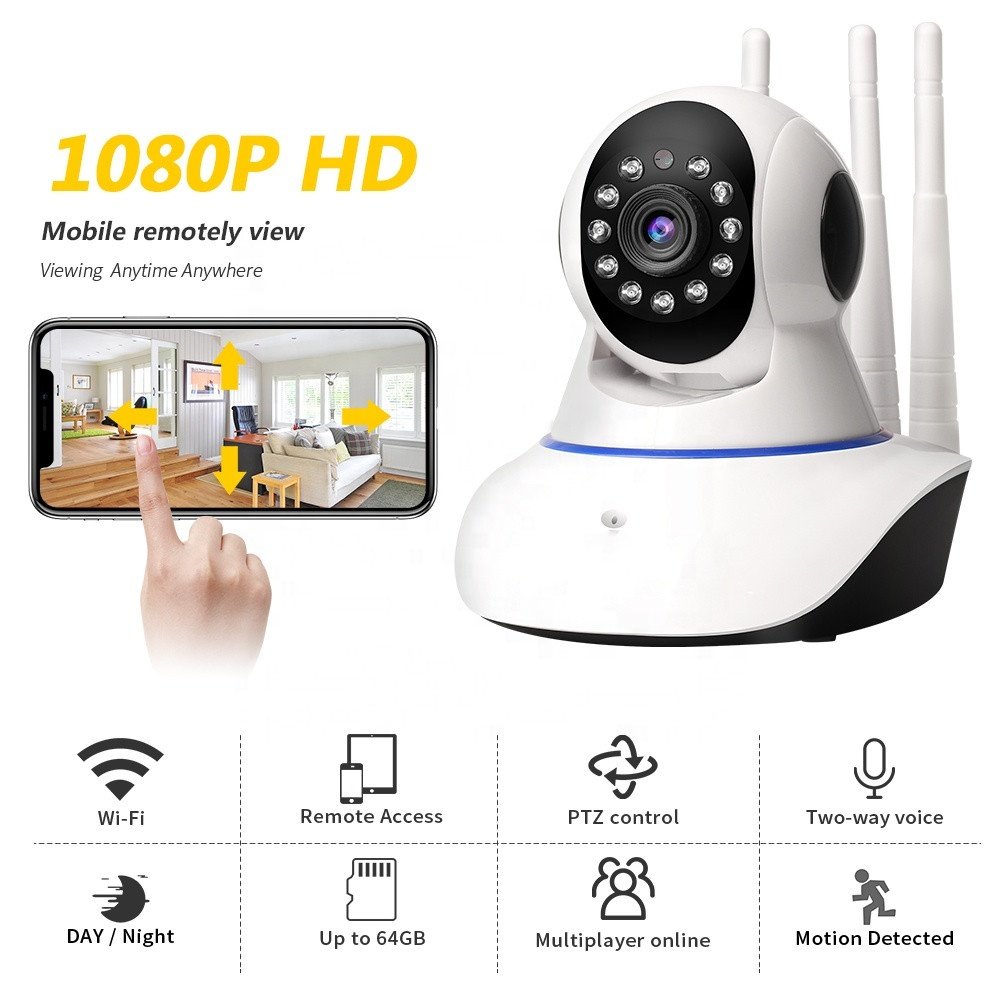 Original Factory Wholesale YI loT IP Camera Three Antennas 1080P WiFi Camera Indoor PTZ Security Wireless Camera with Night Visi