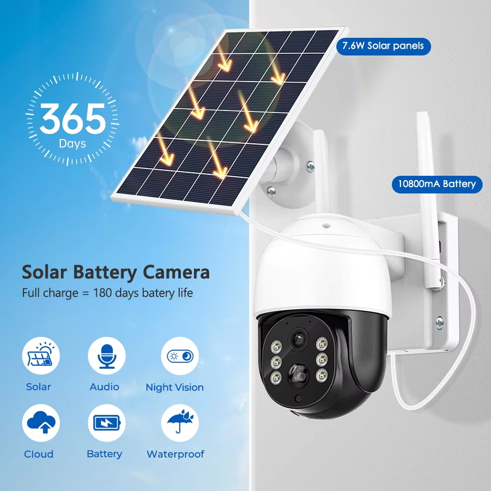 4MP HD 4G Solar Camera Motion Detect Auto Tracking Solar PTZ Sim Card Low-Power Battery Solar Security Camera Cctv Icsee Outdoor