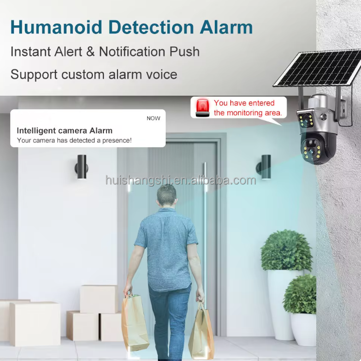 V380Pro 4G Sim Outdoor Dual Lens WiFi 8MP 4K IP Cameras Solar Panel CCTV Security Built in Battery PIR Network Camera Wireless
