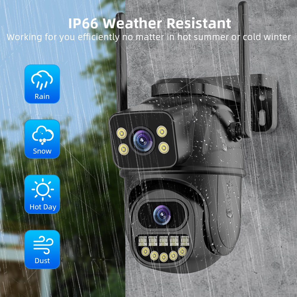 ICSEE APP 6MP WIFI Dual Lens Security Camera PTZ Dome White Light Night Vision AI Human Detection Video Alarm CCTV Free Alexa