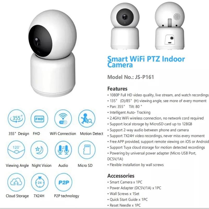 Wistino 2MP cctv security camera night vision full color cloud storage indoor baby care camera