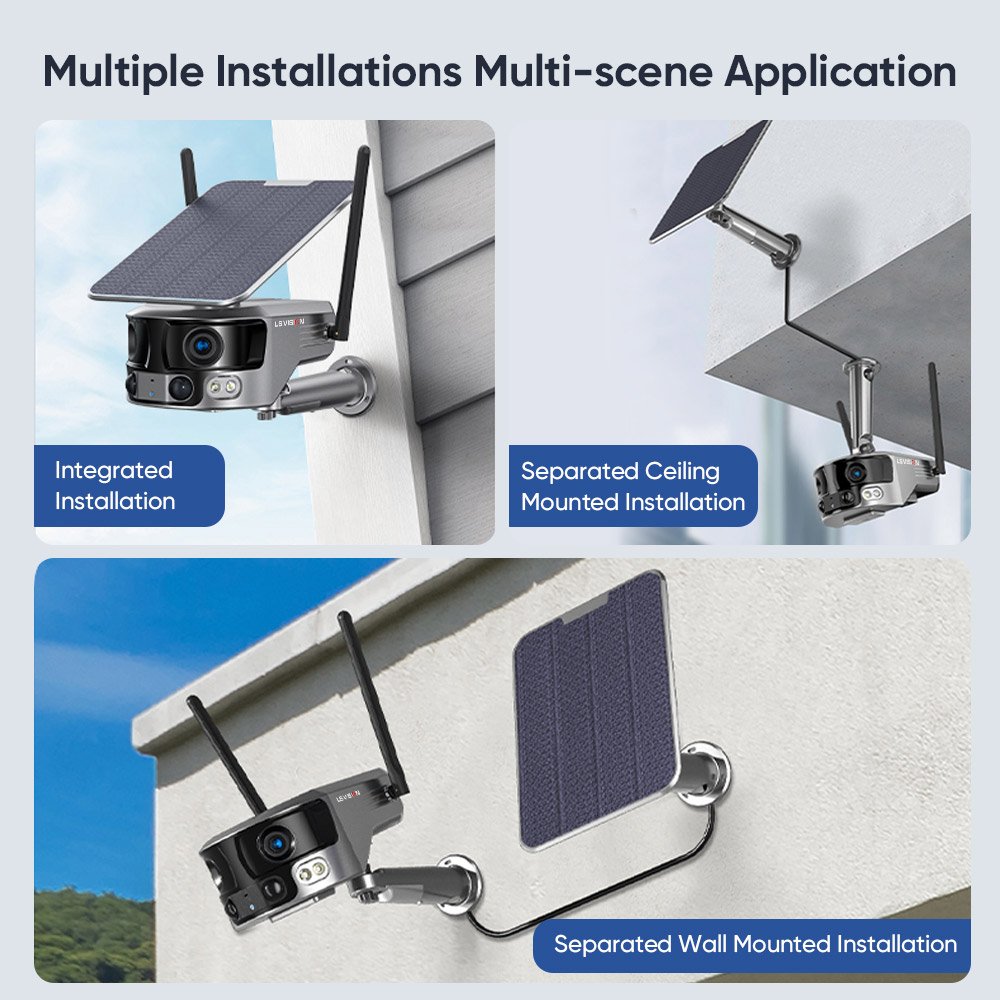 LS VISION 4K 8MP Outdoor WiFi PTZ Dual Lens Human Auto Tracking Waterproof Security Cameras 4G SIM Card Dual Screen Solar Camera