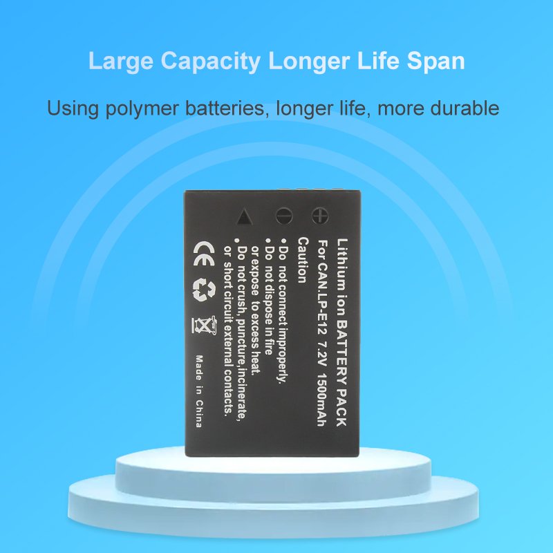 LP-E12 Battery Pack LPE12 Outdoor Camera Rechargeable Battery for Canon EOS M M2 M10 100D Rebel SL1 Cameras