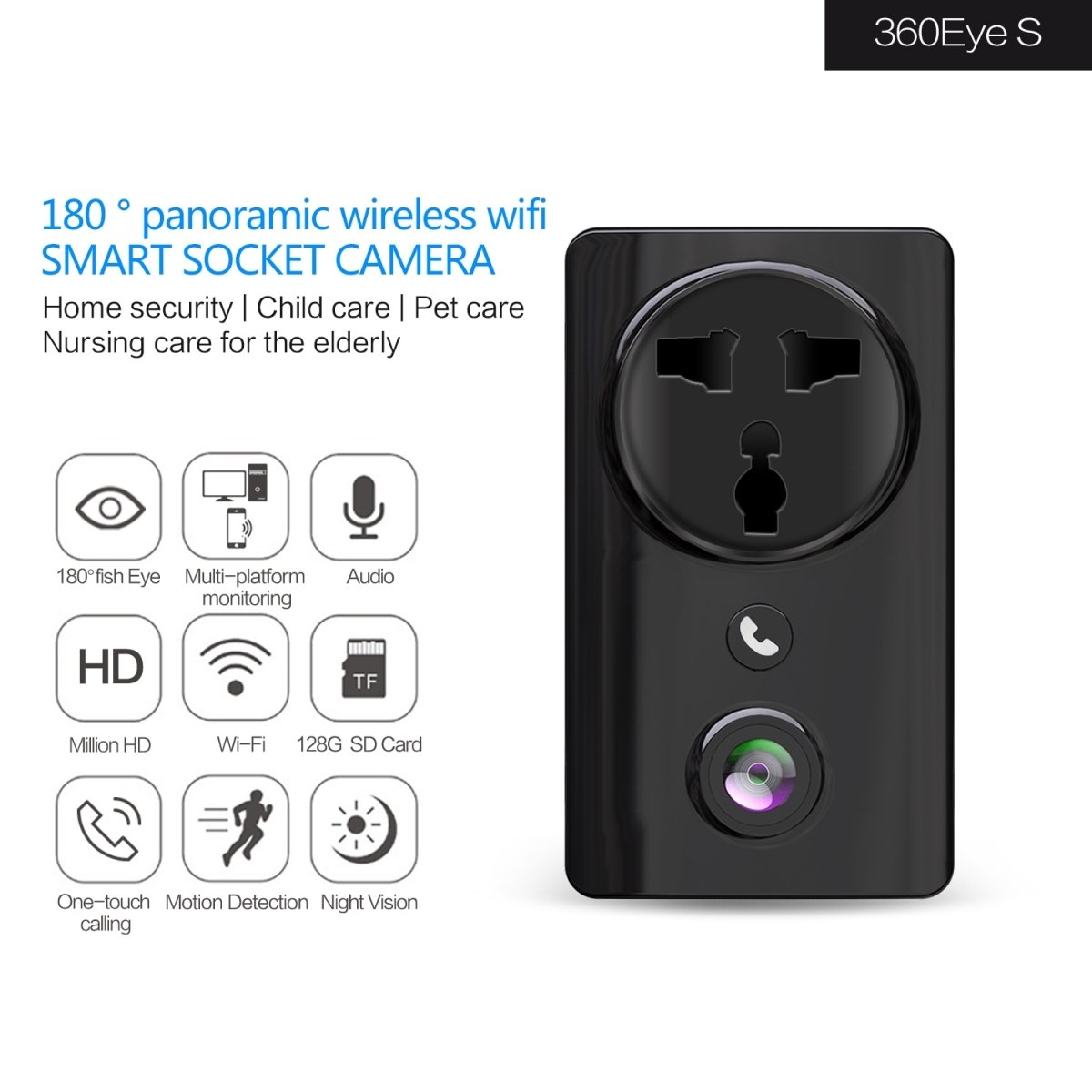 Indoor Mini Wifi Camcorder Wireless IP Network Camera Electrical Outlet Wall Plugs Sockets Charger Smart Surveillance Camera