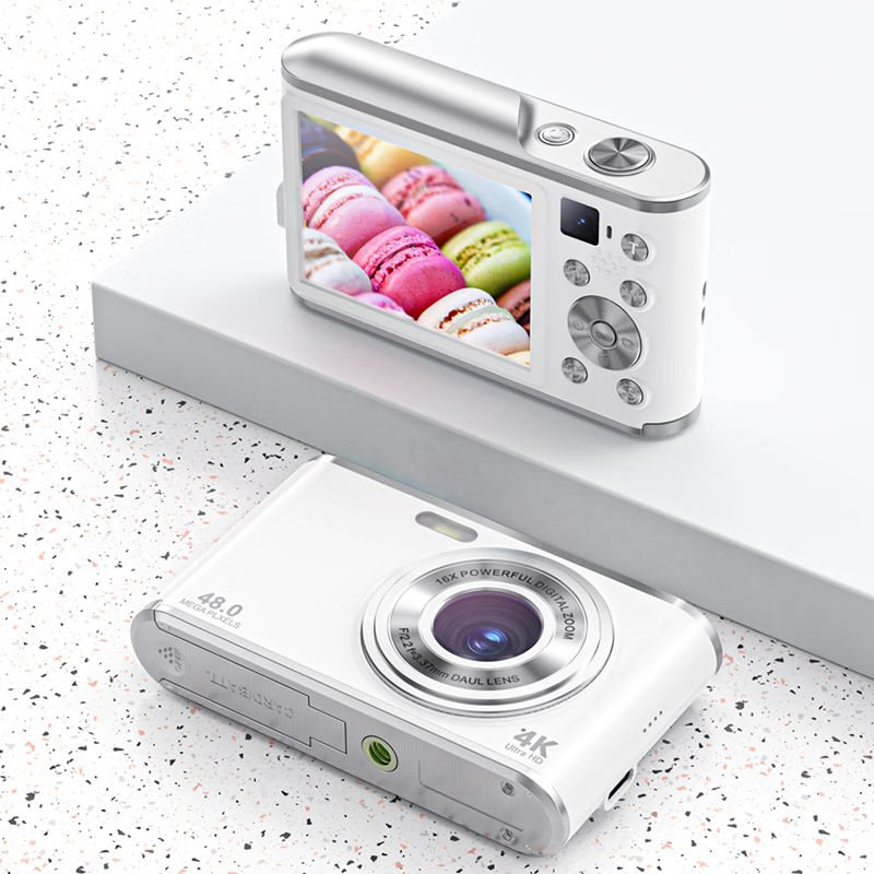 4K Autofocus Front and Rear Dual Cameras, HD 48MP , 2.8" Large Screen, 16X Digital Zoom, Rechargeable compact digital camera