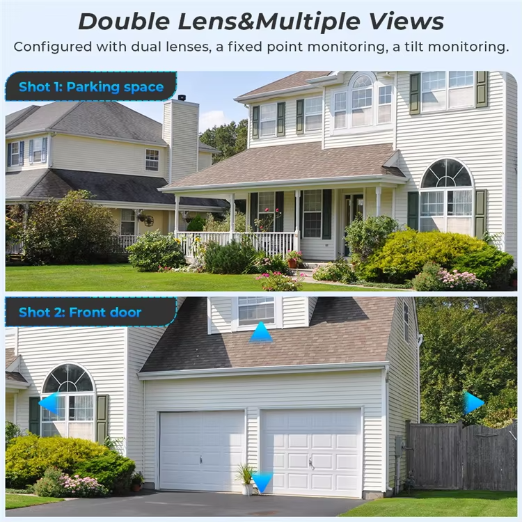 2024 dual lens dome cctv camera Icsee App mini outdoor wifi cctv camera connected to mobile phone smart AI camera security