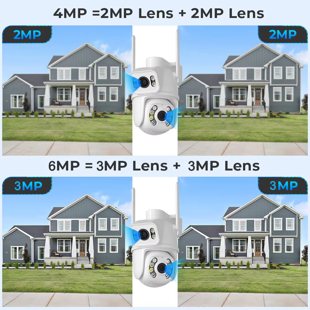 2024 dual lens dome cctv camera Icsee App mini outdoor wifi cctv camera connected to mobile phone smart AI camera security