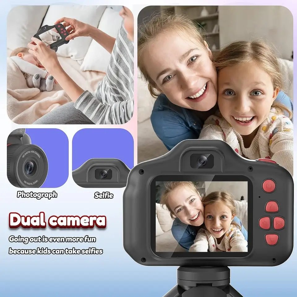 X2Pro Dual lens HD SLR Digital Camera 10X Zoom Mini Kids Selfie Camera with Flashlight 2.4 inches screen for Kids Children gift