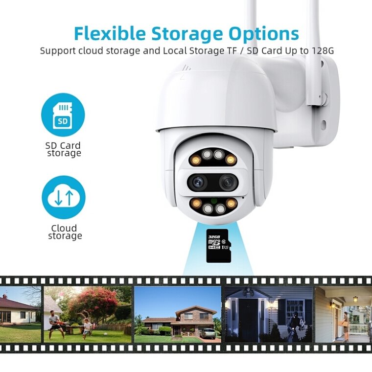 Security wifi Camera Home Security security Camera For Home 1080P 4K PTZ IP 8x Zoom Dual-Lens Surveillance Camera