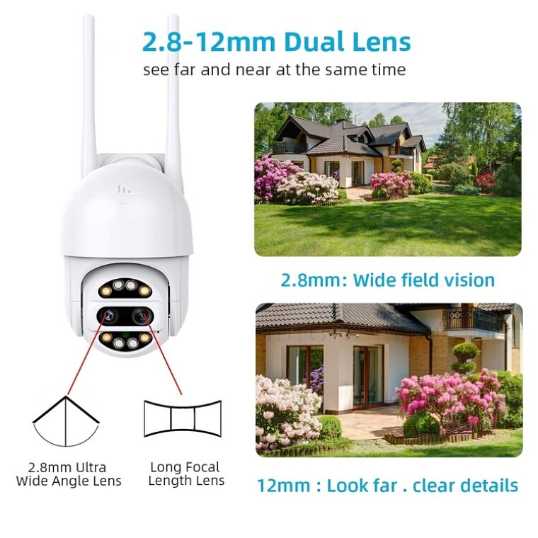 Security wifi Camera Home Security security Camera For Home 1080P 4K PTZ IP 8x Zoom Dual-Lens Surveillance Camera