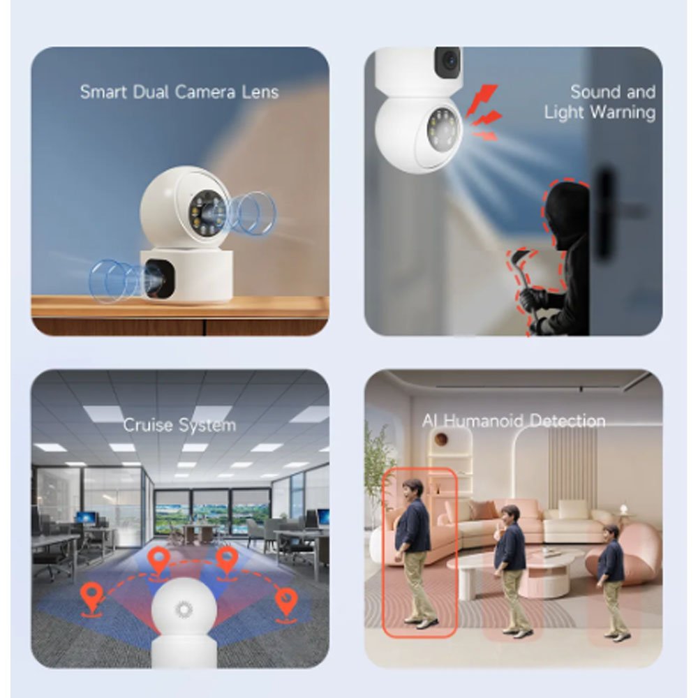 Dual Lenses Home Security 1080P WIFI Smart CCTV IP Baby Kids 360 Degrees PTZ Network monitor WIFI IP Wireless CCTV HD PTZ Camera