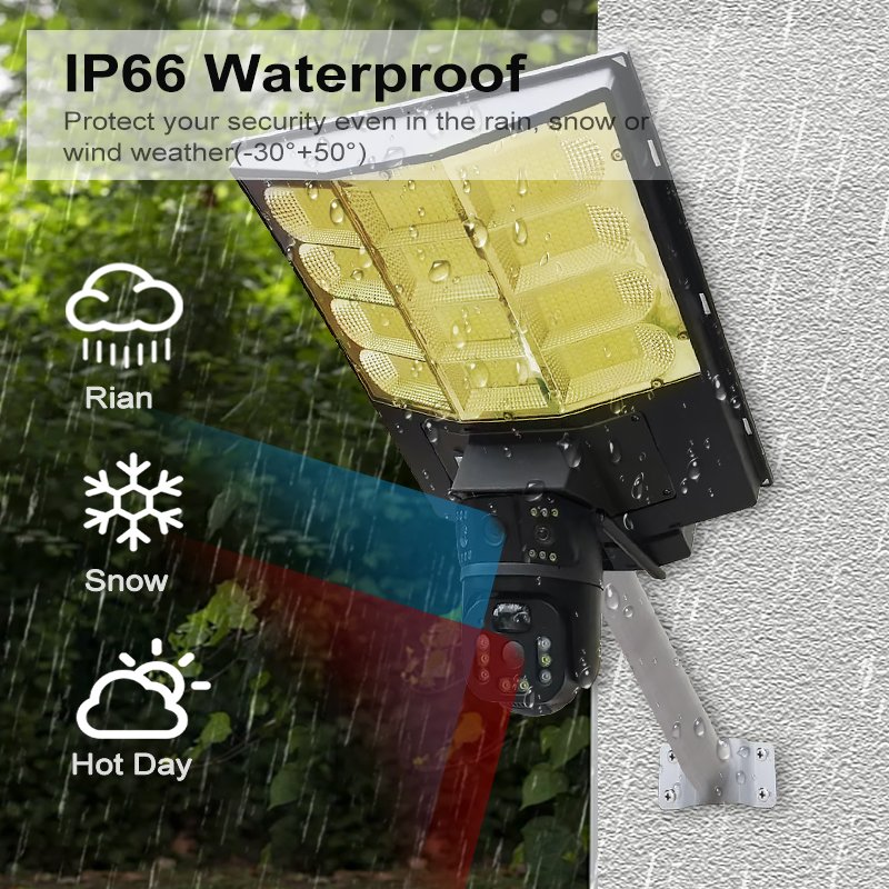 Outdoor 4K HD Solar Street Light Security Camera 4G/WiFi Night Vision Weatherproof Ptz Human Tracking Sensor CCTV Camera