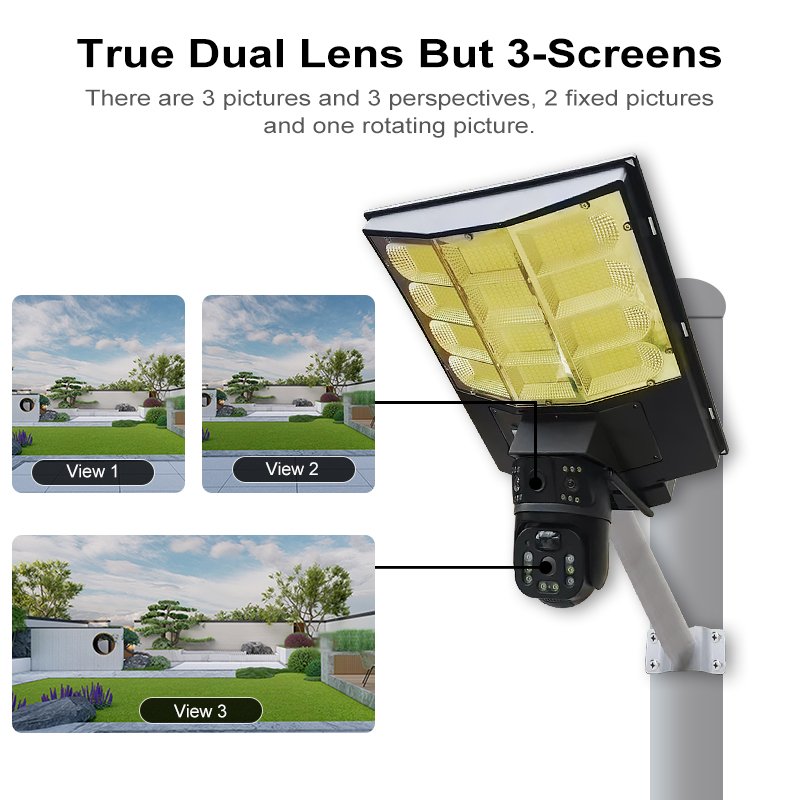 Outdoor 4K HD Solar Street Light Security Camera 4G/WiFi Night Vision Weatherproof Ptz Human Tracking Sensor CCTV Camera