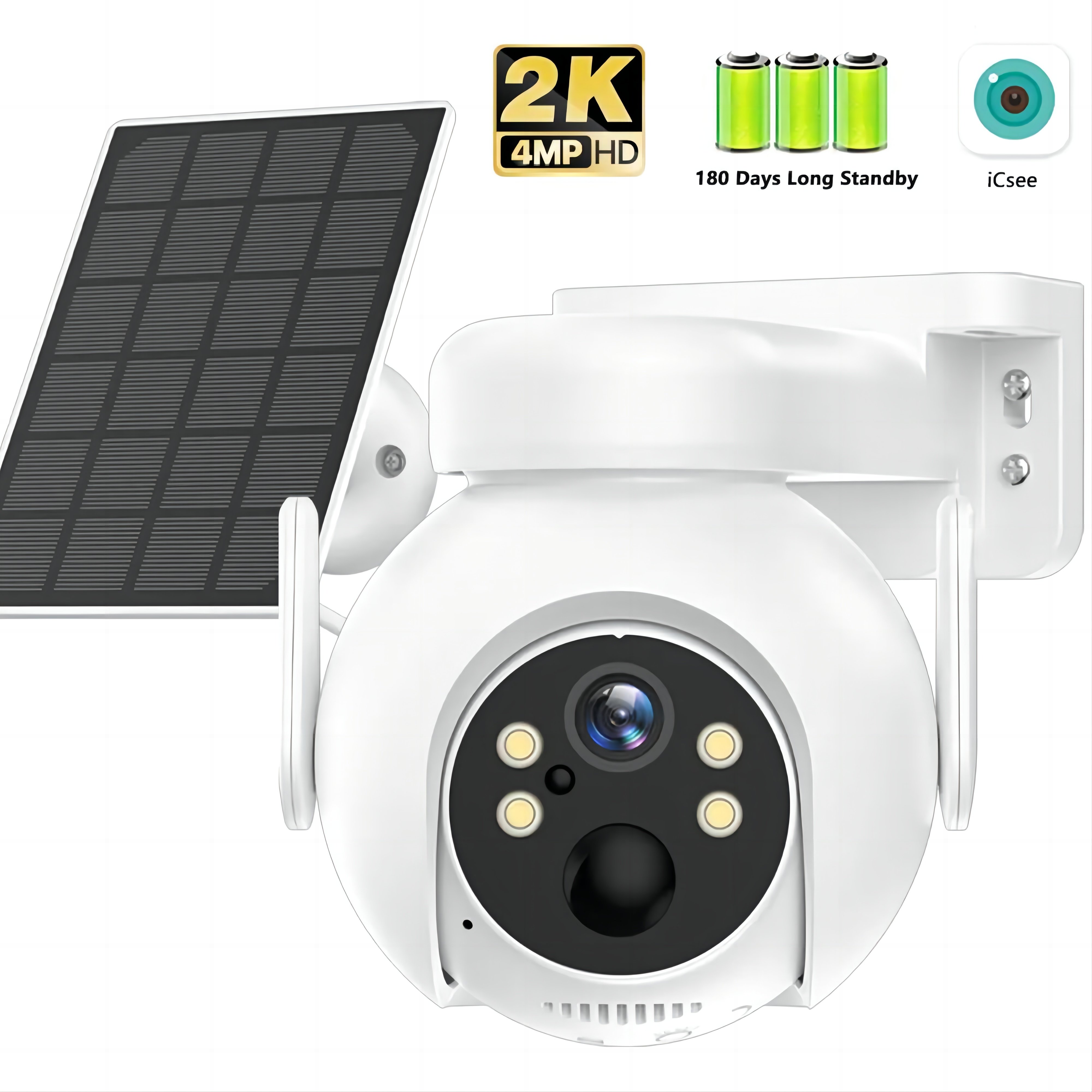Icsee Solar Panel 4mp Wifi Solar Ptz ip Camera Outdoor Icsee Wireless 4mp Security Wifi Battery Power mini Solar Network Camera