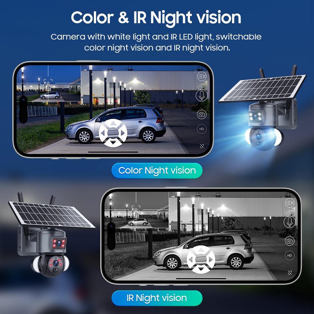 Custom logo solar 4g sim card camera Security System IP CCTV 6MP Camera Dual Lens Network Dual View Dual Linkage Solar Camera