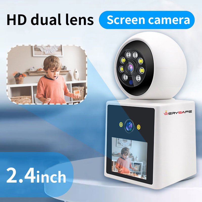 WERYSAFE Home Hd 2.4 inch Screen 4MP WiFi Video Call Camera Two Way Audio Video Mini Baby Wireless Ip Security Camera