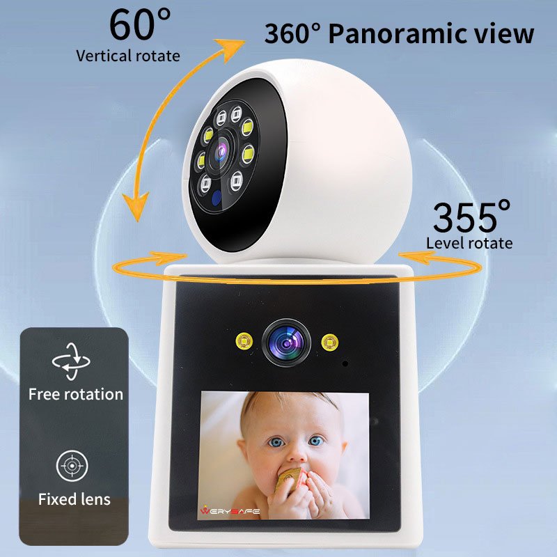 WERYSAFE Home Hd 2.4 inch Screen 4MP WiFi Video Call Camera Two Way Audio Video Mini Baby Wireless Ip Security Camera
