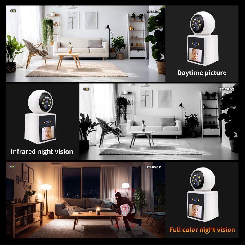 WERYSAFE Home Hd 2.4 inch Screen 4MP WiFi Video Call Camera Two Way Audio Video Mini Baby Wireless Ip Security Camera