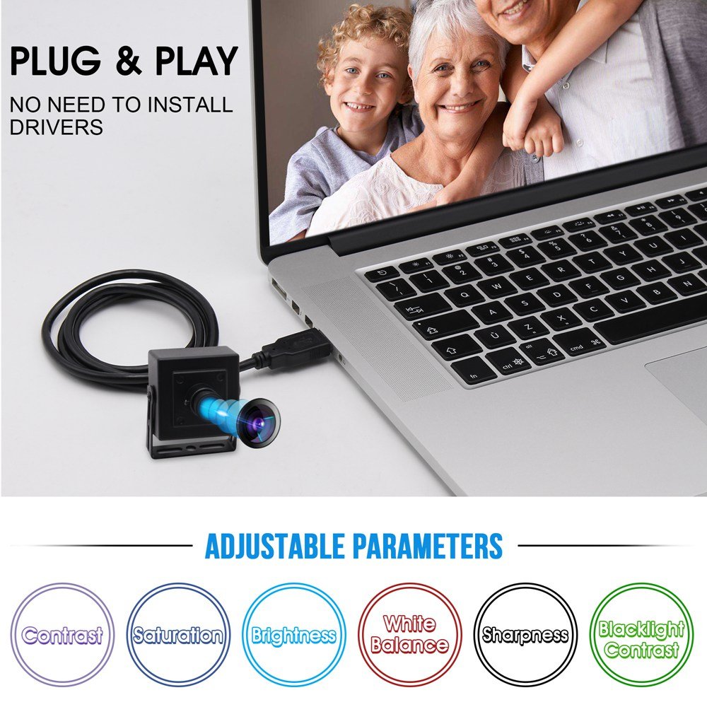 ELP 5MP M12 3.6 Lens 30fps USB Camera HD 2592x1944 UVC Webcam Mini Camera for Android, Mac,Linux,Windows, Clear Video and Image