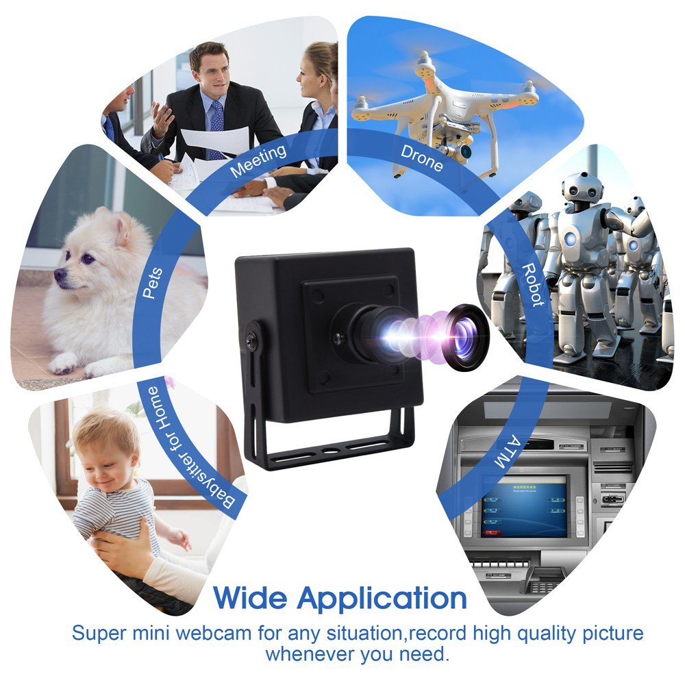 ELP 5MP M12 3.6 Lens 30fps USB Camera HD 2592x1944 UVC Webcam Mini Camera for Android, Mac,Linux,Windows, Clear Video and Image