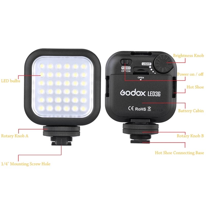 Godox Professional Led36 5500k - 6500k Mini Camera Led Lighting Slr Led36 Video Light Outdoor Photo Light For Dslr Camera
