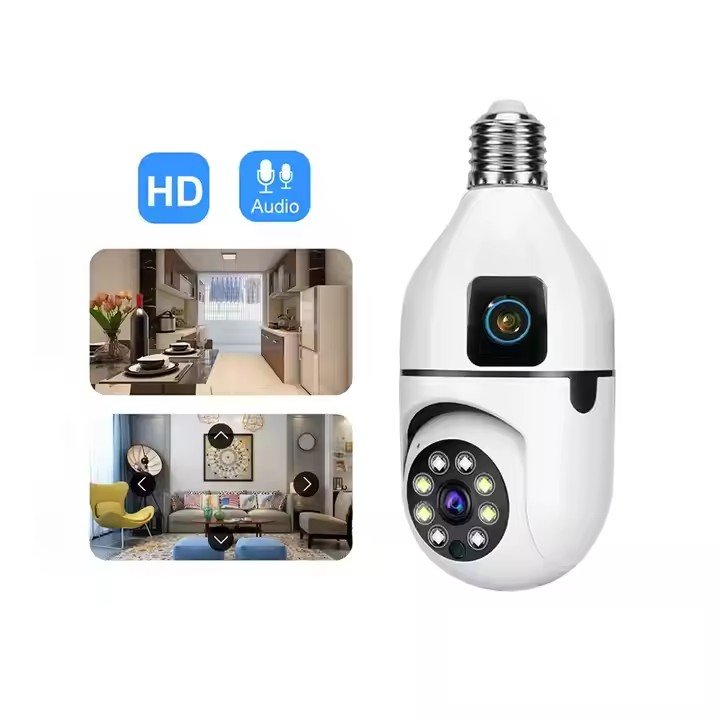 2MP E27 Wireless WIFI Light Bulb Surveillance Security IP Camera Dual Lens CCTV Cameras Night Vision Smart Home Camera Two Ways
