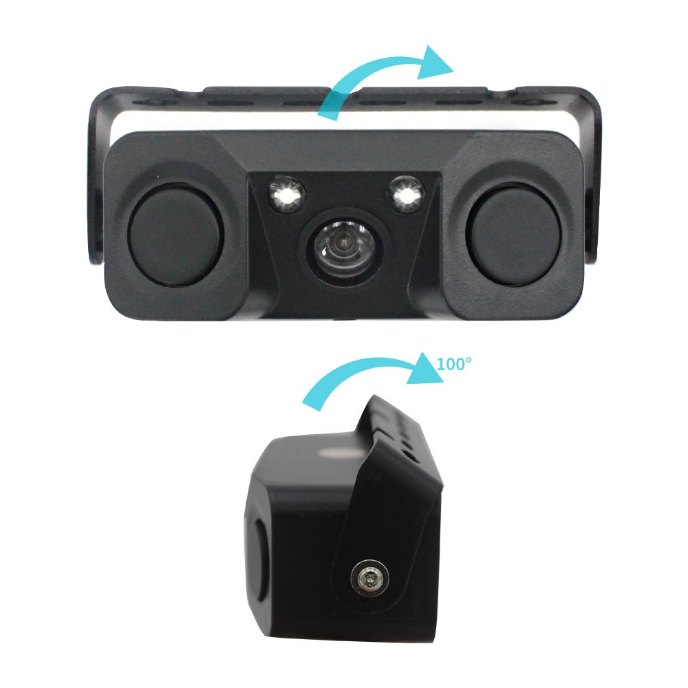 2probes Parking Reverse Sensor Radar Detection Blind Spot Warning Back View Cvbs Alarm Voice Reminder Car Rear Camera