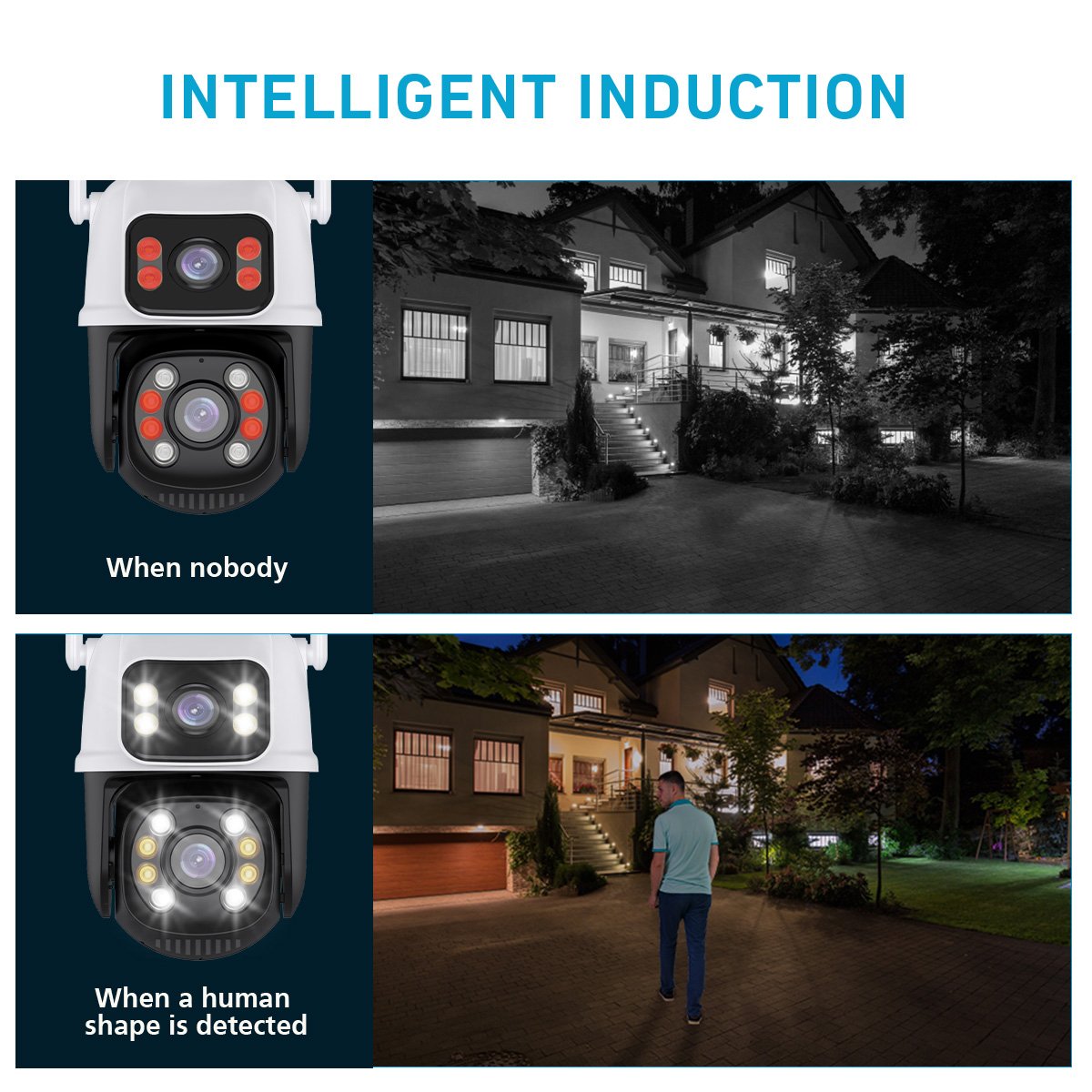 Hot Sales 4MP ICSEE APP smart Wifi Network Camera Optical Zoom Ptz Motion Tracking Sensor Dual Lens Security Camera Outdoor