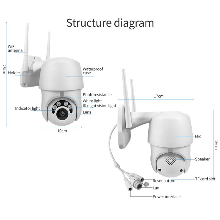 2mp 1080p ip camera screen motion tracking wireless ptz speed dome network camera