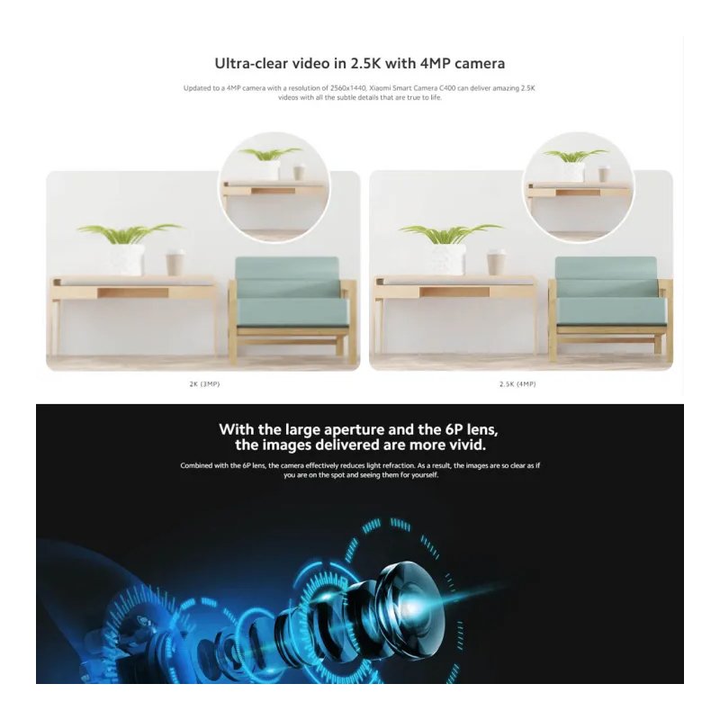 Xiaomi MI Smart Camera C400 Global Version 4MP 360 rotation Night Vision AI Human Detection Smart Camera Xiaomi