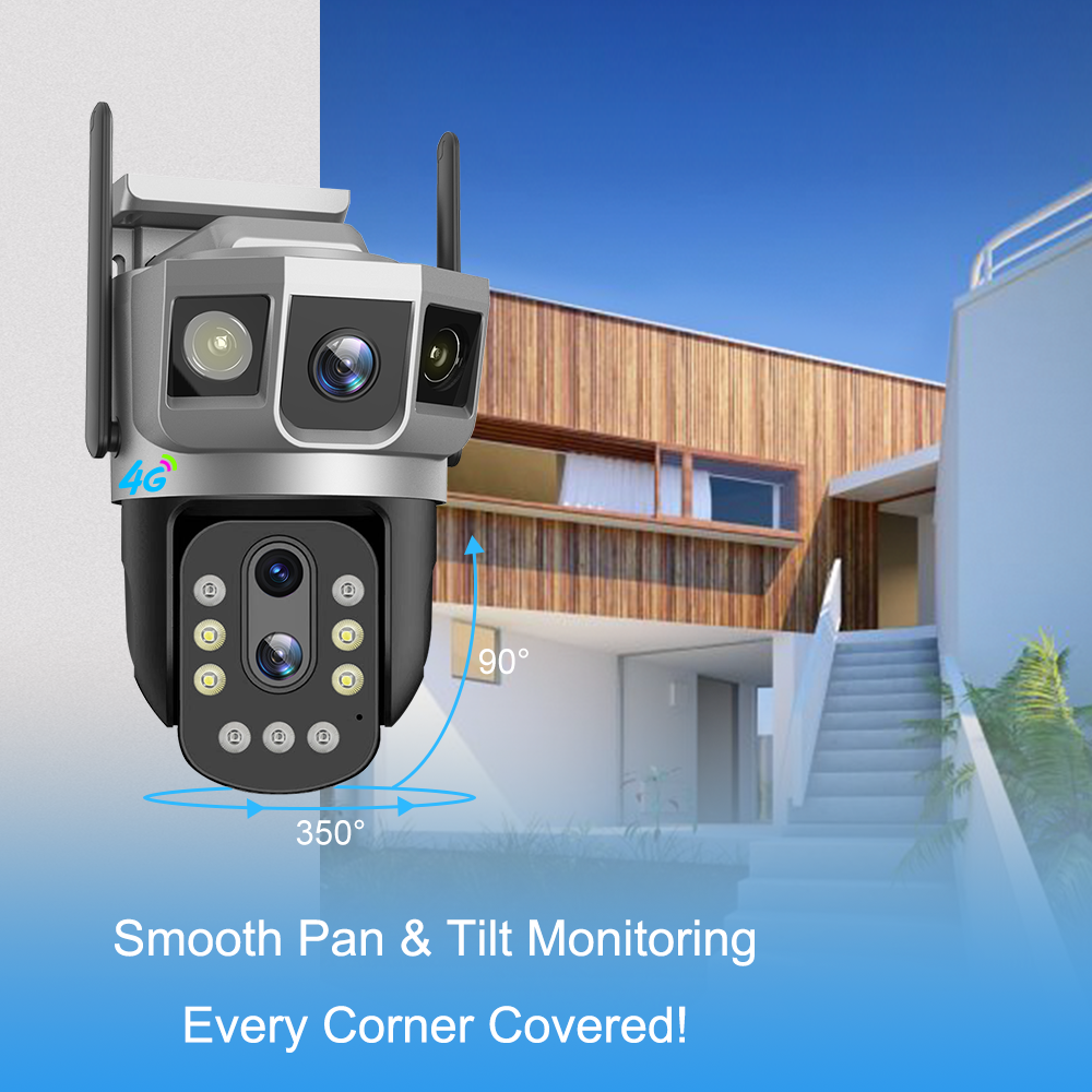 V380Pro 4MP 4G Wireless PTZ Camera Home 4K Video Dual Lens 10X Zoom IP Surveillance 4G SIM Card CCTV Security Camera
