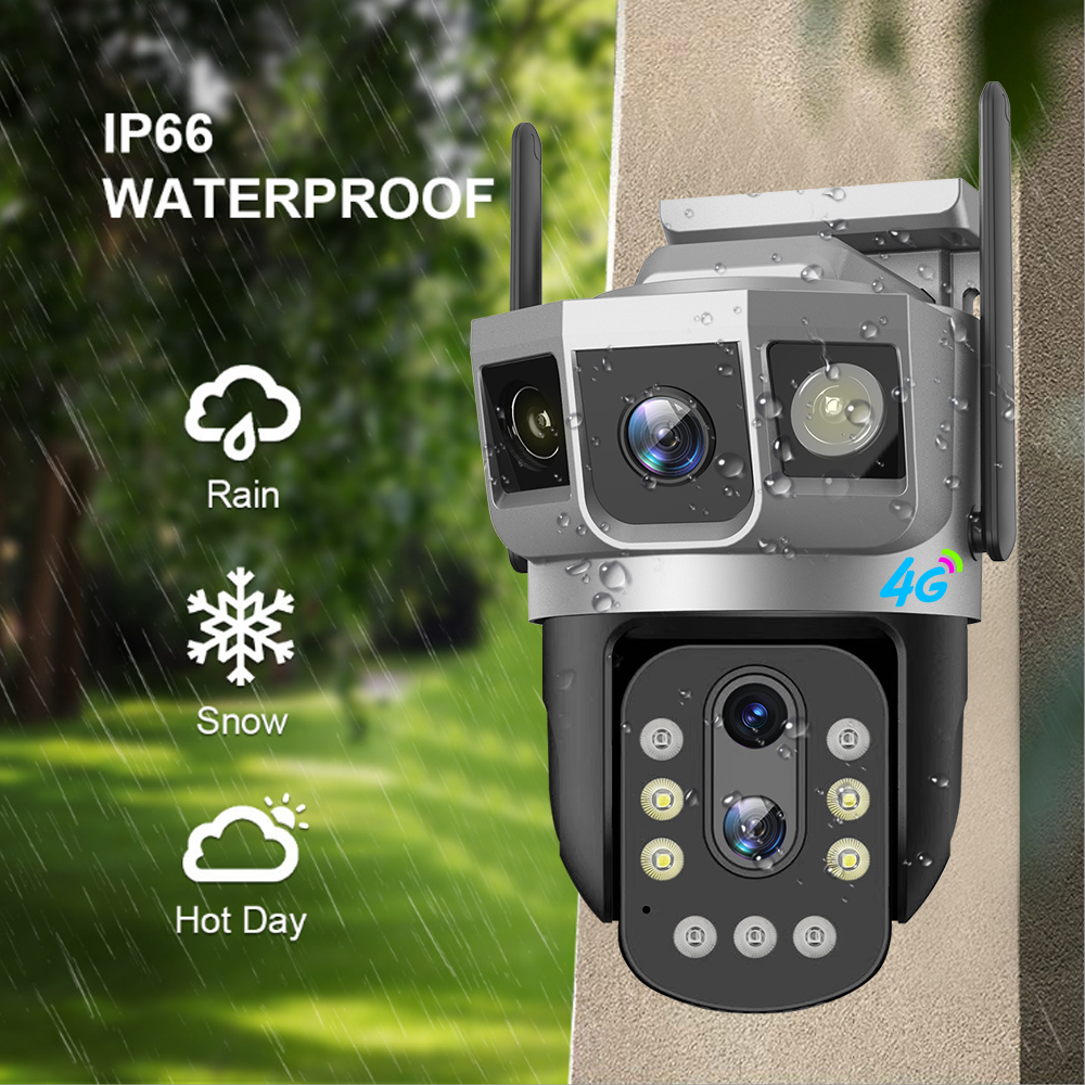 V380Pro 4MP 4G Wireless PTZ Camera Home 4K Video Dual Lens 10X Zoom IP Surveillance 4G SIM Card CCTV Security Camera