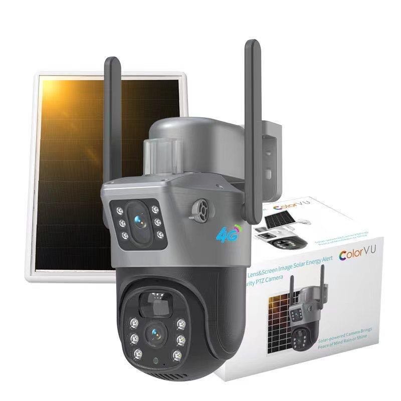 4G/WIFI Dual Lens Dual Screens HD V380PRO Smart camera Two Way Audio PTZ Security Outdoor Solar Camera