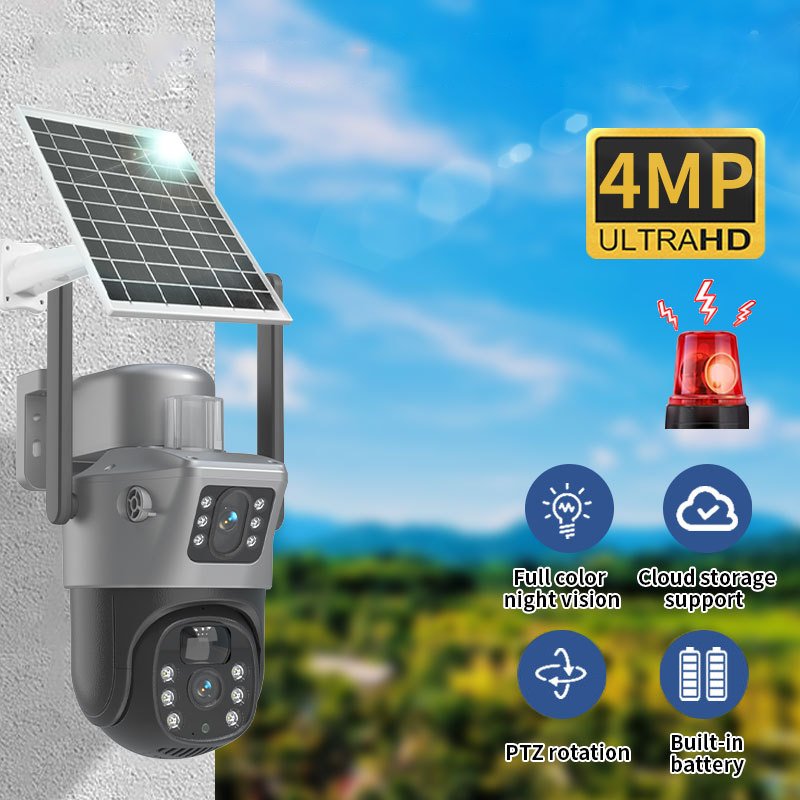 4G/WIFI Dual Lens Dual Screens HD V380PRO Smart camera Two Way Audio PTZ Security Outdoor Solar Camera