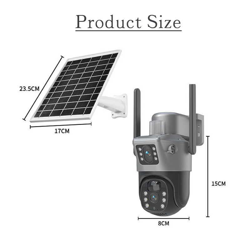 4G/WIFI Dual Lens Dual Screens HD V380PRO Smart camera Two Way Audio PTZ Security Outdoor Solar Camera